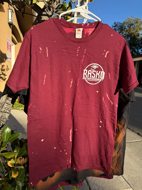 RASKO ENTERTAINMENT ''BLEACH BACK'' TEES (MAROON RED)
