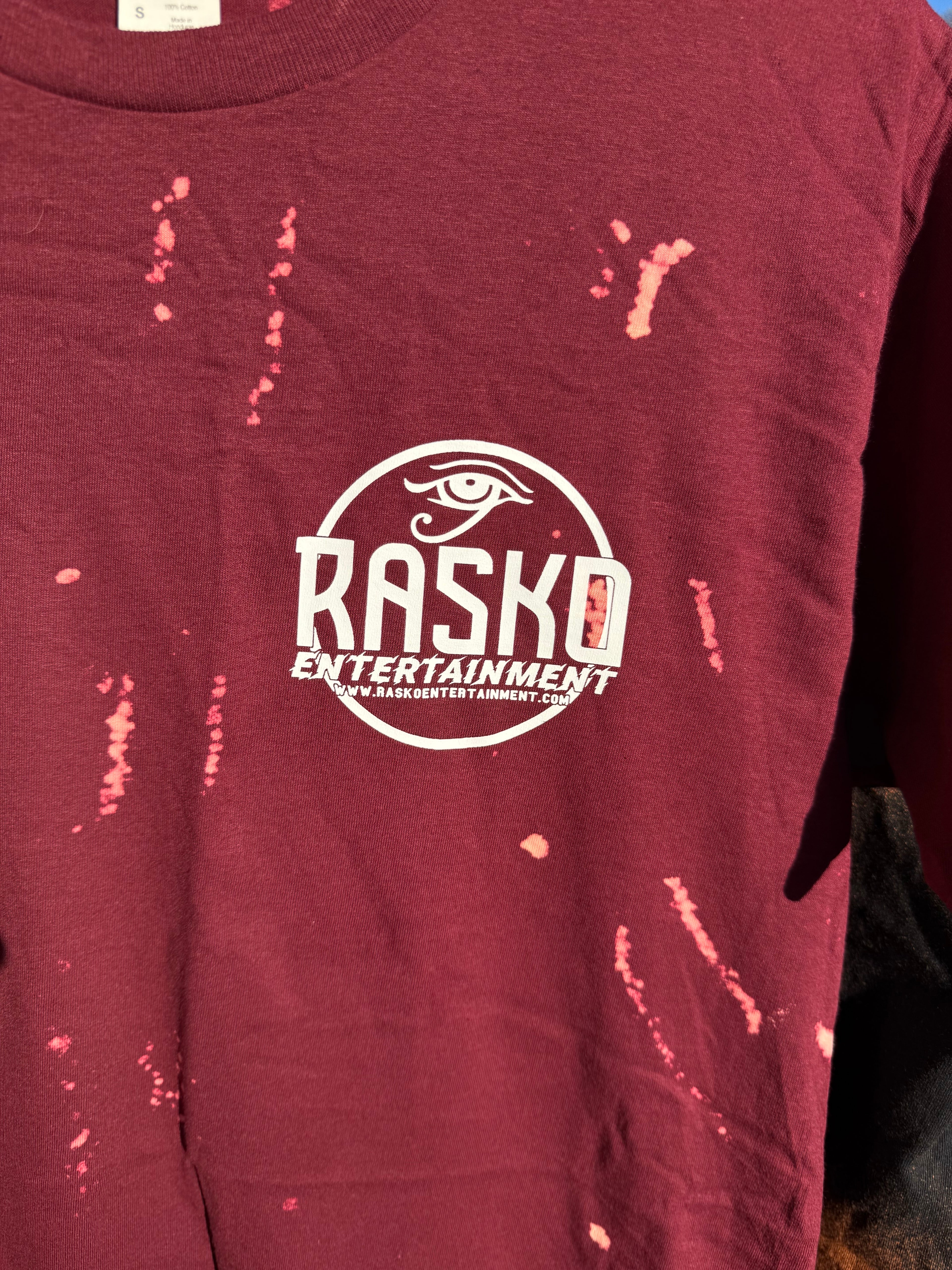 RASKO ENTERTAINMENT ''BLEACH BACK'' TEES (MAROON RED)